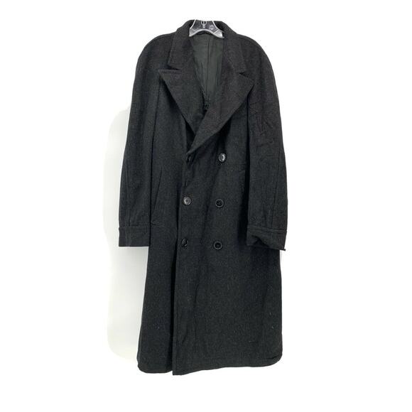 Vtg Bespoke (?) Chesterfield for Levin's Dark Charcoal Wool Overcoat Coat Union